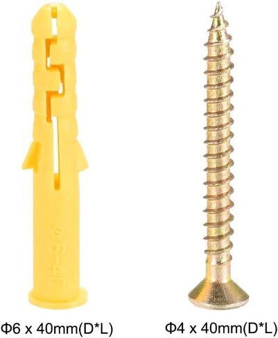uxcell 6mmx40mm Plastic Expansion Tube for Drywall with Screws Yellow 30pcs in Saudi Arabia