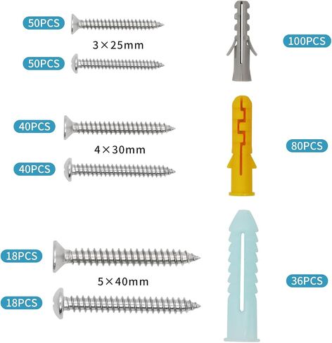 HomeHand Drywall Screw with Anchor Kit Multi-Spec Expansion Self Drilling Anchor Screw 432pcs Organizer Box Included in Saudi Arabia