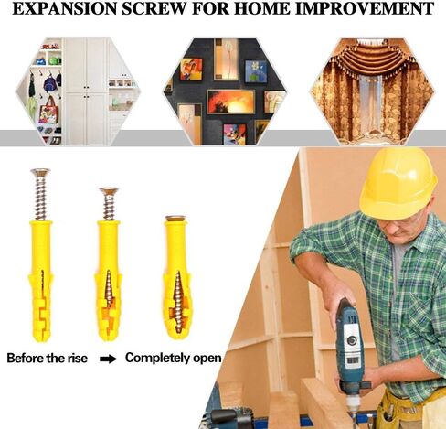 20set 8 x 60mm Ribbed Plastic Drywall Anchor Kit-Wall Anchors with Screws-Plastic Self Drilling Drywall Ribbed Anchors Assortment with Screws(Φ8-60mm,20set,M5 x 60) in Saudi Arabia