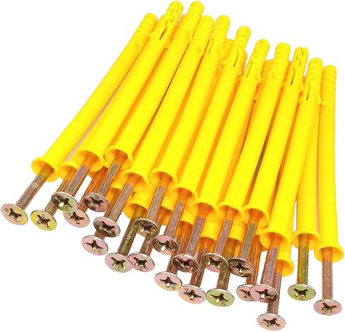 20set 8 x 60mm Ribbed Plastic Drywall Anchor Kit-Wall Anchors with Screws-Plastic Self Drilling Drywall Ribbed Anchors Assortment with Screws(Φ8-60mm,20set,M5 x 60) in Saudi Arabia