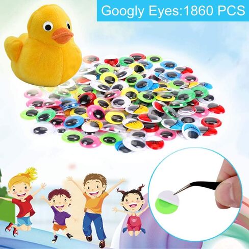 1860pcs Googly Wiggle Eyes Self-Adhesive, Wobbly Eyes for Craft Stickers Multi Colors and Sizes for DIY Craft Scrapbooking Decorations by AMOKIA in Saudi Arabia