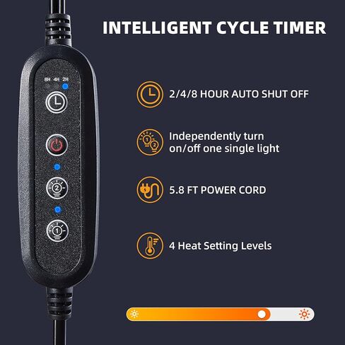 مصباح حرارة الزواحف، مصباح حراري للسلحفاة UVA UVB مزدوج الرأس، ضوء حوض السمك للسلحفاة مع مؤقت للدورة، مصباح حراري لسحلية الزواحف، ثعبان سلحفاة التنين الملتحي، تحكم منفصل، مصابيح مصباح الحرارة E26/27 in Kuwait