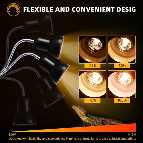 مصباح حرارة الزواحف، مصباح حراري للسلحفاة UVA UVB مزدوج الرأس، ضوء حوض السمك للسلحفاة مع مؤقت للدورة، مصباح حراري لسحلية الزواحف، ثعبان سلحفاة التنين الملتحي، تحكم منفصل، مصابيح مصباح الحرارة E26/27 in Kuwait