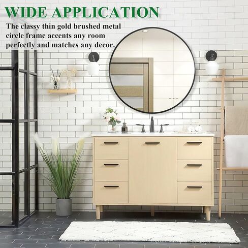 Trvone Black Round Mirror 32inch Circle Mirror Aluminum Alloy Frame Mirror for Wall Large Hanging Decorative Mirrors for Bedroom Bathroom Living Room Entryways in Saudi Arabia