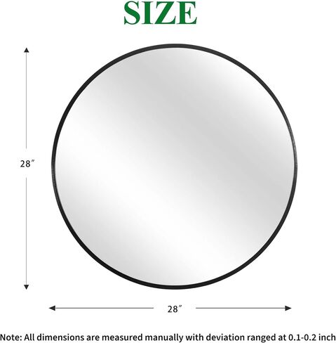 Trvone Black Round Mirror 32inch Circle Mirror Aluminum Alloy Frame Mirror for Wall Large Hanging Decorative Mirrors for Bedroom Bathroom Living Room Entryways in Saudi Arabia