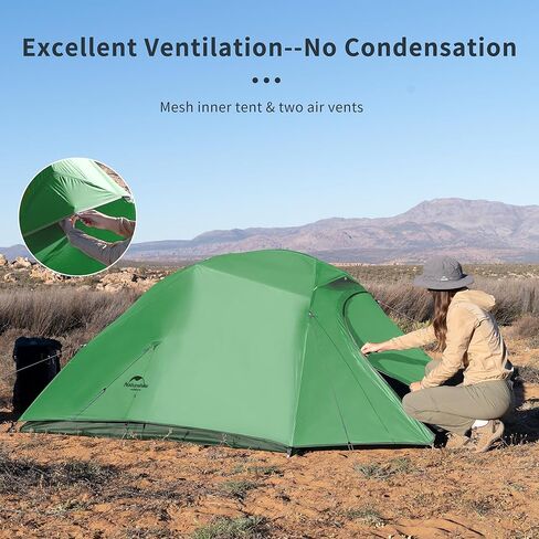 Naturehike Cloud-Up 3 Person Tent Lightweight Backpacking Tent with Footprint - 3 Season Free Standing Dome Camping Hiking Waterproof Ultralight Backpack Tents in Kuwait