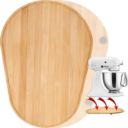 Bamboo Mixer Mat Slider For Kitchen Aid Bowl Lift 5-8 Qt - Mixer Appliance Moving Tray，Kitchen Countertop Storage Mover Sliding Caddy For Kitchen Aid 5-8 Qt Mixer in Saudi Arabia