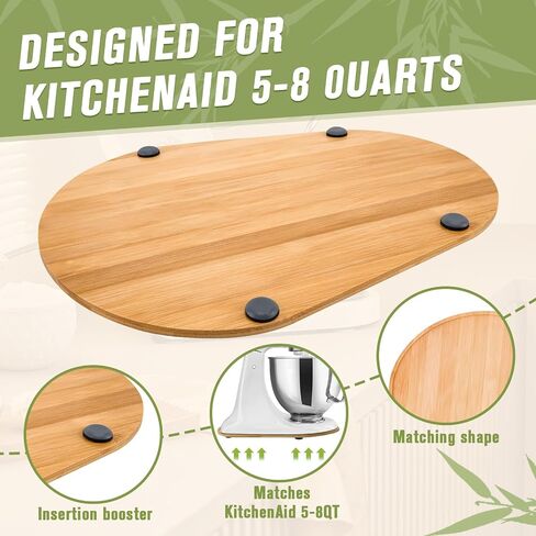 Bamboo Mixer Mat Slider For Kitchen Aid Bowl Lift 5-8 Qt - Mixer Appliance Moving Tray，Kitchen Countertop Storage Mover Sliding Caddy For Kitchen Aid 5-8 Qt Mixer in Saudi Arabia
