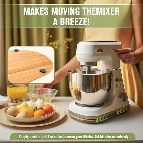 Bamboo Mixer Mat Slider For Kitchen Aid Bowl Lift 5-8 Qt - Mixer Appliance Moving Tray，Kitchen Countertop Storage Mover Sliding Caddy For Kitchen Aid 5-8 Qt Mixer in Saudi Arabia