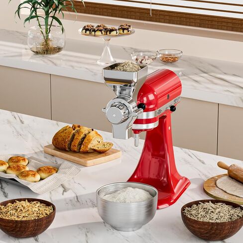 ملحق مطحنة الحبوب المعدنية بالكامل من EASCANDY مناسب لخلاط حامل KitchenAid، ملحقات مطحنة الحبوب القابلة للتعديل بـ 12 مستوى مناسبة لمساعد المطبخ، للحبوب المطحونة الطازجة، حبوب القهوة، المكسرات، التوابل، الحبوب in Saudi Arabia