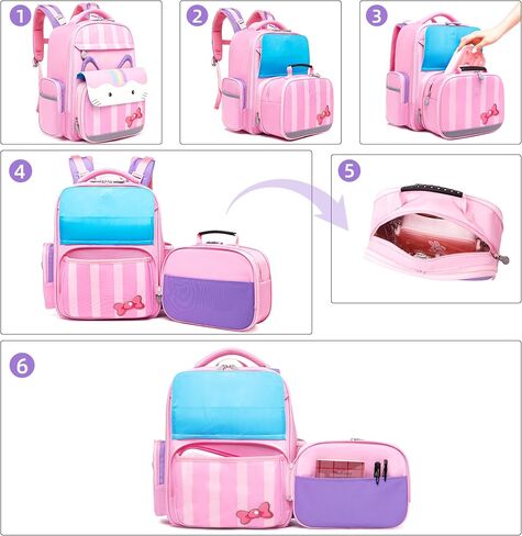 JIHUBEAR Backpack with Lunch Box for Kids Girls Boys School Backpack BookBag Set Preschool Toddle Kindergarten Brwon in Saudi Arabia