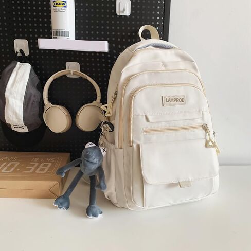 Cute Aesthetic Backpack Girls Backpack for School Large Capacity Bookbags College Backpack for Students Kids Teen Girls Laptop Bookbag Casual Travel Daypacks(White) in Saudi Arabia