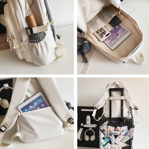 Cute Aesthetic Backpack Girls Backpack for School Large Capacity Bookbags College Backpack for Students Kids Teen Girls Laptop Bookbag Casual Travel Daypacks(White) in Saudi Arabia