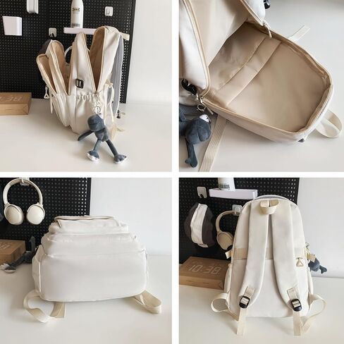 Cute Aesthetic Backpack Girls Backpack for School Large Capacity Bookbags College Backpack for Students Kids Teen Girls Laptop Bookbag Casual Travel Daypacks(White) in Saudi Arabia