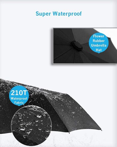 CEFIRO Umbrella Windproof Golf Umbrellas for Men, Travel Compact Auto Open/Close Folding Umbrella, with 10 Ribs, Vintage Wood Handle, Teflon Coating in Saudi Arabia