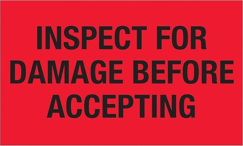 Tape Logic Aviditi Tape Logic 3" x 5","Inspect for Damage Before Accepting" Fluorescent Red Warning Sticker, for Shipping, Handling, Packing, and Moving (1 Roll of 500 Labels) in Saudi Arabia