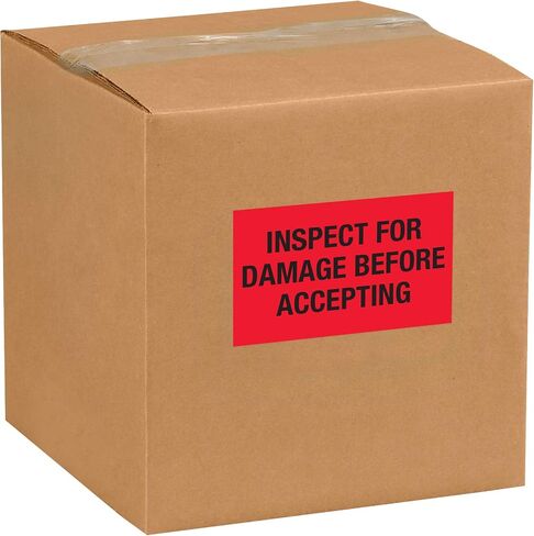 Tape Logic Aviditi Tape Logic 3" x 5","Inspect for Damage Before Accepting" Fluorescent Red Warning Sticker, for Shipping, Handling, Packing, and Moving (1 Roll of 500 Labels) in Saudi Arabia