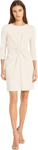 Donna Morgan Sleek and Simple 3/4 Sleeve Shift Center Ruching Flattering Detail | Work Dress for Women in Saudi Arabia