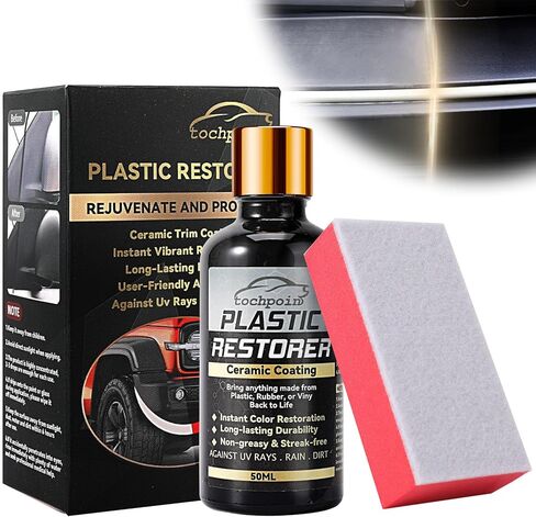 Plastic Restorer for Cars, Instant Back to Black Trim Restore, Lasting Auto Ceramic Trim Coat, More Than A Dressing, Effective Bring Plastic, Rubber, Vinyl Back to Life, Resists Water, Uv Rays, Dirt in Kuwait