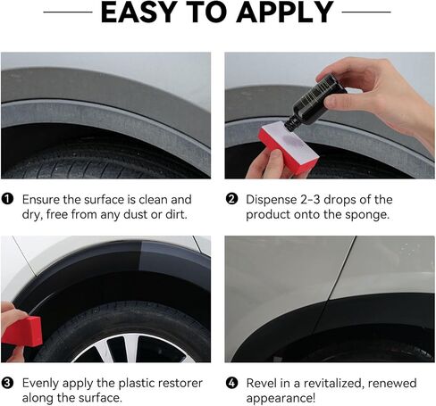 Plastic Restorer for Cars, Instant Back to Black Trim Restore, Lasting Auto Ceramic Trim Coat, More Than A Dressing, Effective Bring Plastic, Rubber, Vinyl Back to Life, Resists Water, Uv Rays, Dirt in Kuwait