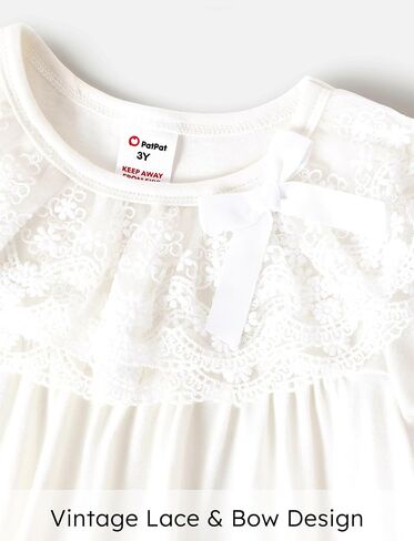 PATPAT Girls Princess Lace Nightgown Short Sleeve Sleepwear Nightdress O-Neck Loose Nightwear Homewear in Saudi Arabia