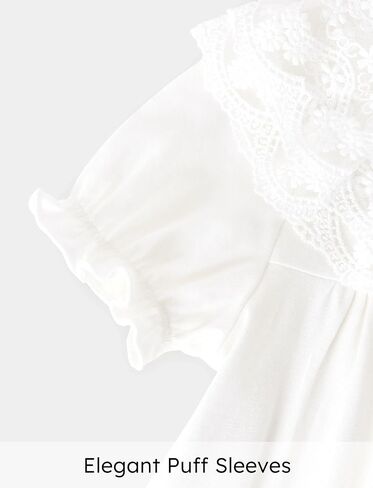 PATPAT Girls Princess Lace Nightgown Short Sleeve Sleepwear Nightdress O-Neck Loose Nightwear Homewear in Saudi Arabia