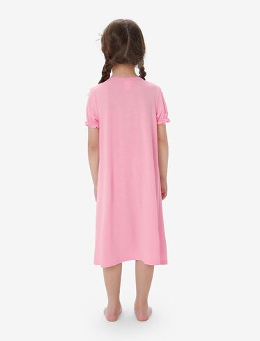 PATPAT Girls Princess Lace Nightgown Short Sleeve Sleepwear Nightdress O-Neck Loose Nightwear Homewear in Saudi Arabia