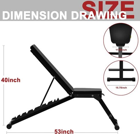 Elevens Weight Bench Adjustable Workout Bench for Home, Incline Bench for Bnech Press, Strength Training Bench-Upgraded Version in Saudi Arabia