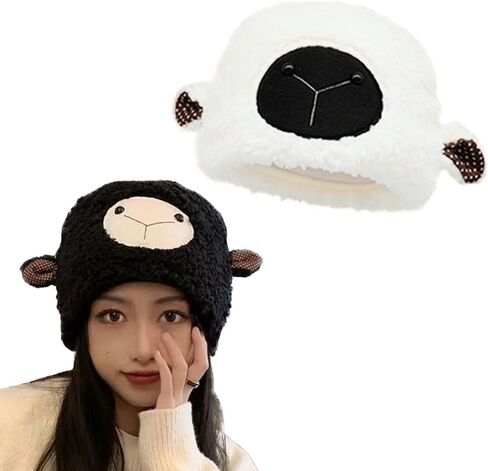 ZffXH 2 قطعة من قبعات الحيوانات الضأن الخراف اللطيفة الدافئة للنساء والرجال المضحكة للهالوين والشتاء للبالغين in Kuwait