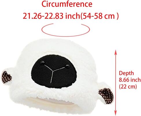 ZffXH 2 قطعة من قبعات الحيوانات الضأن الخراف اللطيفة الدافئة للنساء والرجال المضحكة للهالوين والشتاء للبالغين in Kuwait