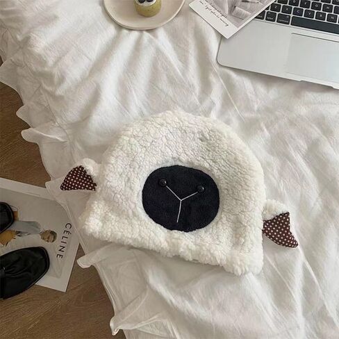 ZffXH 2 قطعة من قبعات الحيوانات الضأن الخراف اللطيفة الدافئة للنساء والرجال المضحكة للهالوين والشتاء للبالغين in Kuwait