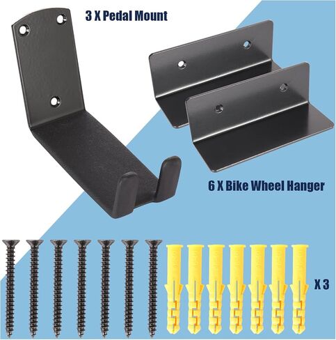 Forwode 2 Pack Bike Wall Mount Hanger, Bike Rack for Garage, Heavy Duty Bike Storage Pedal Hooks with Rubber Pad, Max 50LB in Saudi Arabia