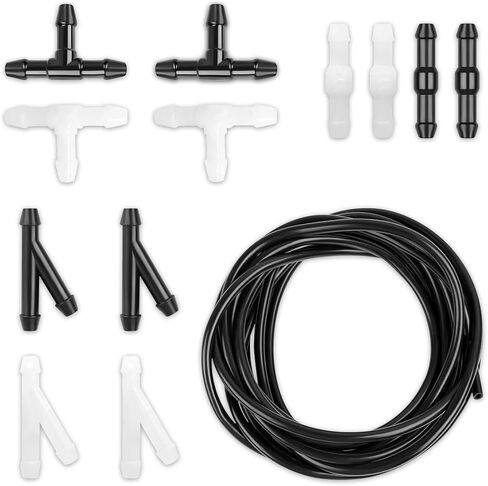 Car Windshield Washer Hose Kit, Includes Universal 4 Meter Washer Fluid Hose & 12 Pcs Hose Connectors, Compatible with Most Car Windshield Washer Nozzle Installation Connect Car Water Pump and Nozzles in Saudi Arabia