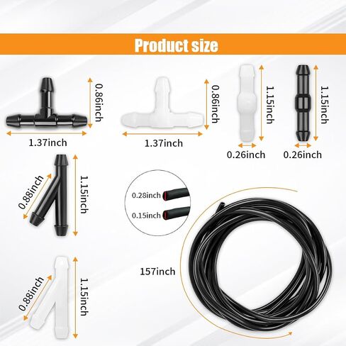 Car Windshield Washer Hose Kit, Includes Universal 4 Meter Washer Fluid Hose & 12 Pcs Hose Connectors, Compatible with Most Car Windshield Washer Nozzle Installation Connect Car Water Pump and Nozzles in Saudi Arabia