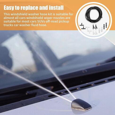 Car Windshield Washer Hose Kit, Includes Universal 4 Meter Washer Fluid Hose & 12 Pcs Hose Connectors, Compatible with Most Car Windshield Washer Nozzle Installation Connect Car Water Pump and Nozzles in Saudi Arabia