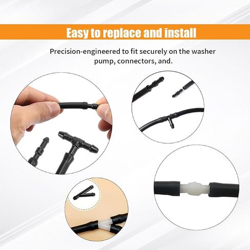 Car Windshield Washer Hose Kit, Includes Universal 4 Meter Washer Fluid Hose & 12 Pcs Hose Connectors, Compatible with Most Car Windshield Washer Nozzle Installation Connect Car Water Pump and Nozzles in Saudi Arabia