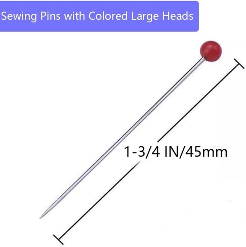 دبابيس خياطة اللحف الطويلة، 500 قطعة، دبابيس خياطة 1.75 بوصة برؤوس ملونة، دبابيس مستقيمة برؤوس كبيرة، دبابيس خياطة للنسيج، دبابيس قماش، دبابيس مستقيمة للخياطة، دبابيس الخياطة in Kuwait