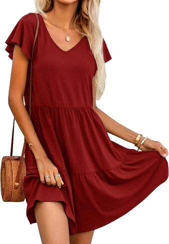 CzzzyL Women's Maternity Nursing Dress Ruffle Cap Sleeve Breastfeeding with Pockets in Saudi Arabia