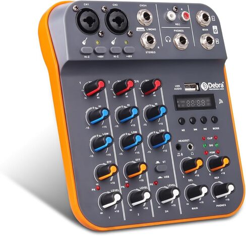 Audio Mixer D Debra Audio D4M Portable 4-Channel DJ Mixer Console, Sound Mixing Board with USB Bluetooth 48V Phantom Power, Audio Console for Live Wedding Party Recording Broadcast in Kuwait