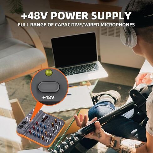 Audio Mixer D Debra Audio D4M Portable 4-Channel DJ Mixer Console, Sound Mixing Board with USB Bluetooth 48V Phantom Power, Audio Console for Live Wedding Party Recording Broadcast in Kuwait