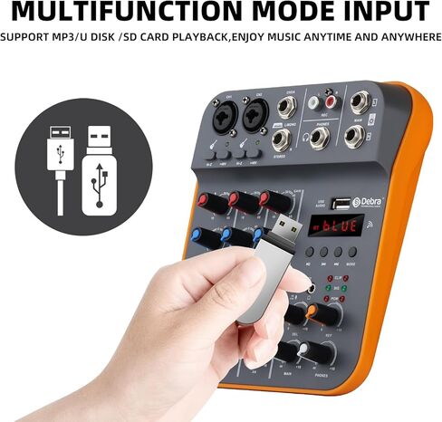 Audio Mixer D Debra Audio D4M Portable 4-Channel DJ Mixer Console, Sound Mixing Board with USB Bluetooth 48V Phantom Power, Audio Console for Live Wedding Party Recording Broadcast in Kuwait