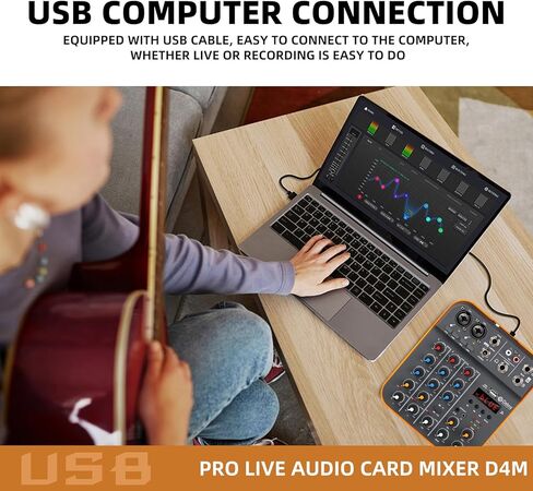 Audio Mixer D Debra Audio D4M Portable 4-Channel DJ Mixer Console, Sound Mixing Board with USB Bluetooth 48V Phantom Power, Audio Console for Live Wedding Party Recording Broadcast in Kuwait
