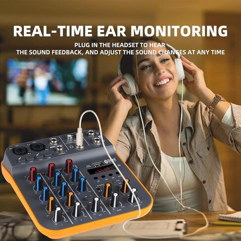 Audio Mixer D Debra Audio D4M Portable 4-Channel DJ Mixer Console, Sound Mixing Board with USB Bluetooth 48V Phantom Power, Audio Console for Live Wedding Party Recording Broadcast in Kuwait