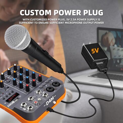 Audio Mixer D Debra Audio D4M Portable 4-Channel DJ Mixer Console, Sound Mixing Board with USB Bluetooth 48V Phantom Power, Audio Console for Live Wedding Party Recording Broadcast in Kuwait