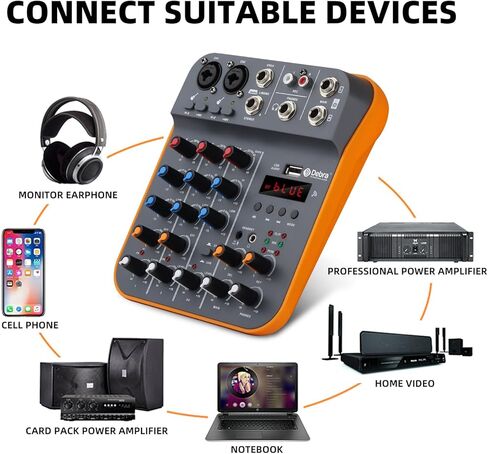 Audio Mixer D Debra Audio D4M Portable 4-Channel DJ Mixer Console, Sound Mixing Board with USB Bluetooth 48V Phantom Power, Audio Console for Live Wedding Party Recording Broadcast in Kuwait