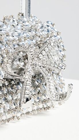 Self Portrait Women's Silver Embellished Micro Bow Bag in Kuwait