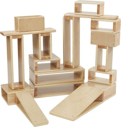 ECR4Kids Hollow Block Set, Wooden Toys, Natural, 18-Piece in Saudi Arabia