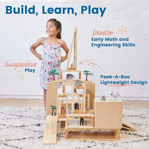 ECR4Kids Hollow Block Set, Wooden Toys, Natural, 18-Piece in Saudi Arabia