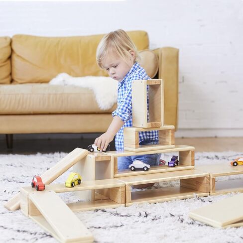 ECR4Kids Hollow Block Set, Wooden Toys, Natural, 18-Piece in Saudi Arabia