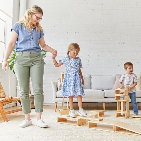 ECR4Kids Hollow Block Set, Wooden Toys, Natural, 18-Piece in Saudi Arabia